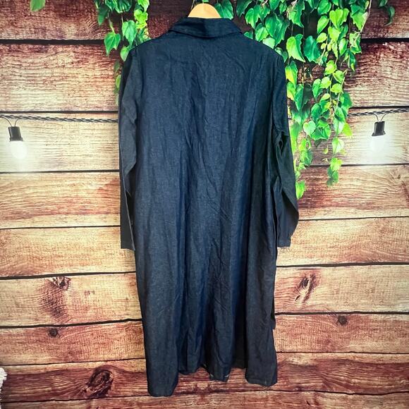 Silhouettes 100% Cotton Denim Maxi Dress 14WP Blue Jean Button Up Cottagecore - Picture 4 of 4